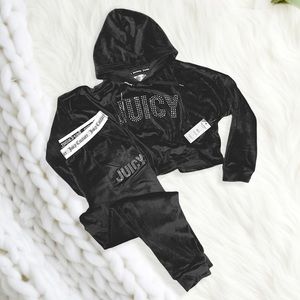 Worn once Juicy Couture Black Velour Loungewear Pajama Sleepwear Set Joggers